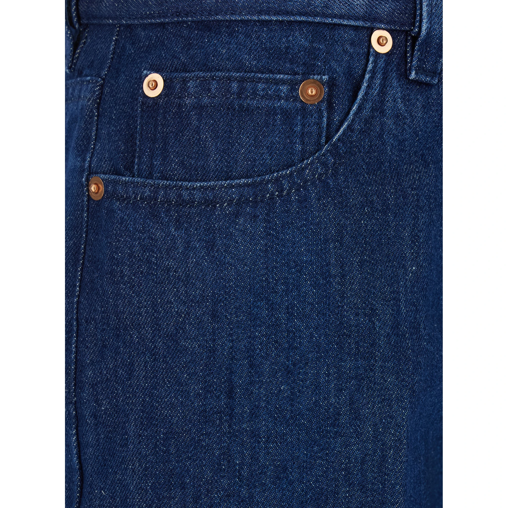 Blue Jeans with Front Pences and Logo Patch on the Rear in Denim Woman