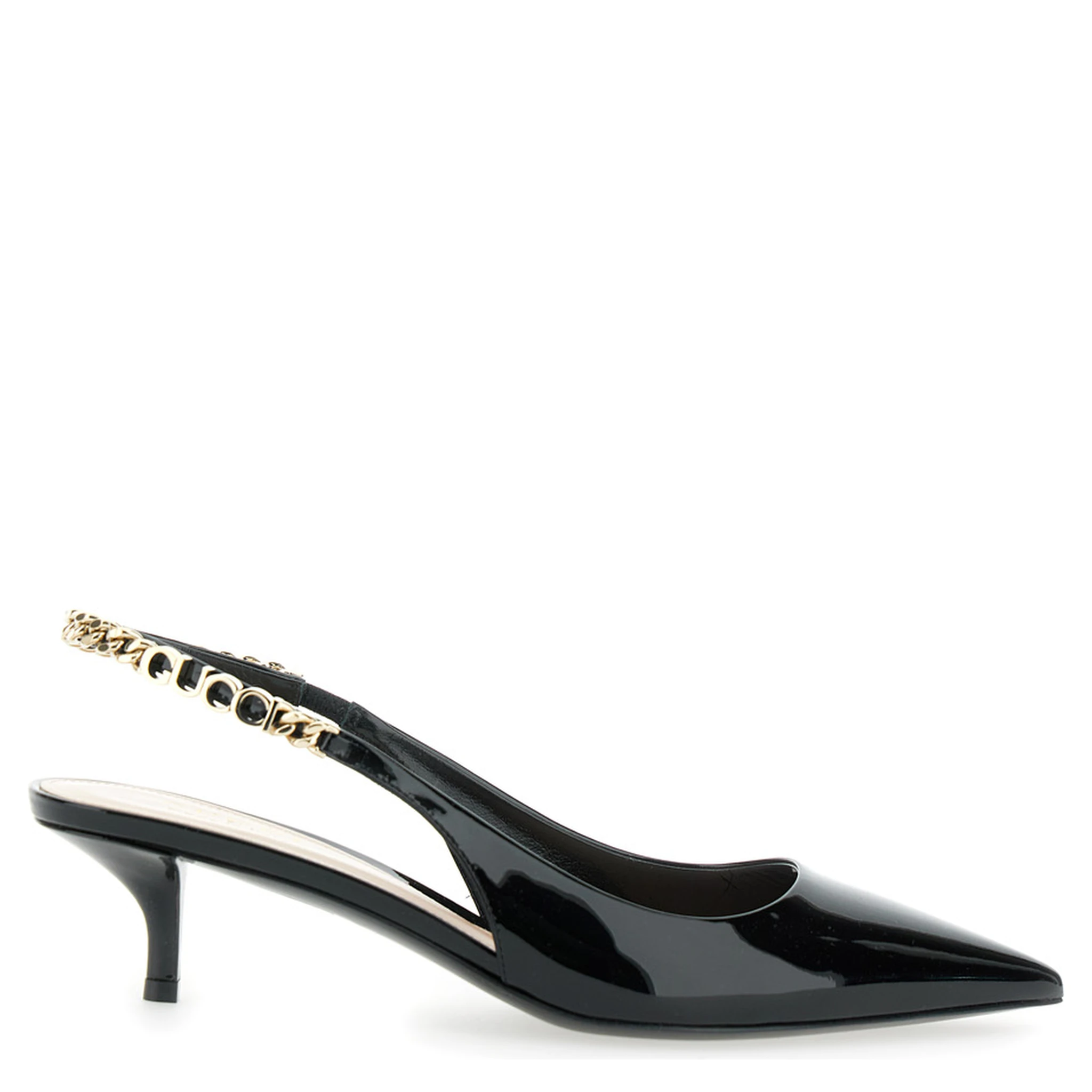 Signoria Black Pumps with Logo Strap in Leather Woman