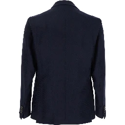 Montecarlo Blue Double-Breasted Jacket in Virgin Wool Man