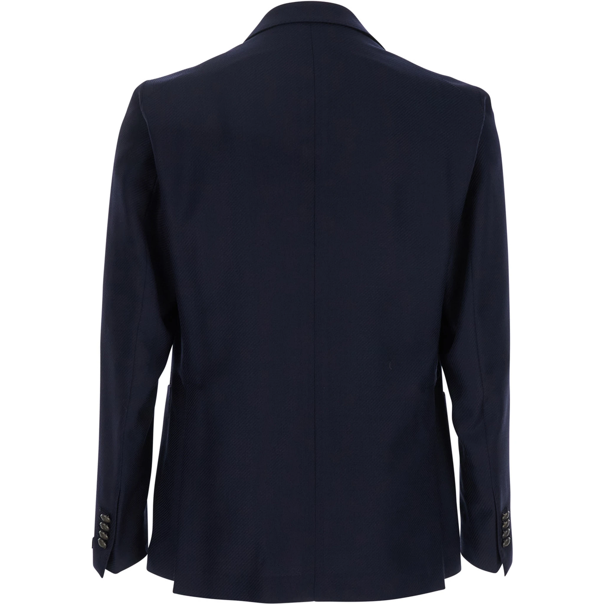 Montecarlo Blue Double-Breasted Jacket in Virgin Wool Man