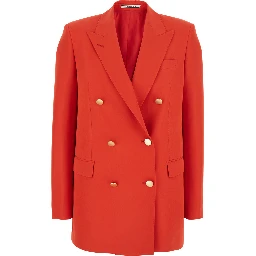 Red Double-breasted Jacket with Classic Lapels in Tech Fabric Woman
