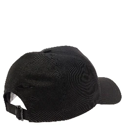Black Baseball Cap with Tonal Embroidery in Cotton and Linen Man