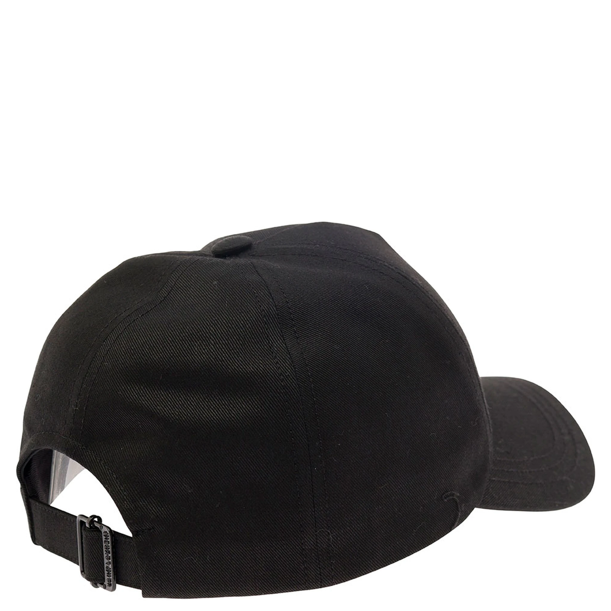 Black Baseball Cap with Tonal Embroidery in Cotton and Linen Man