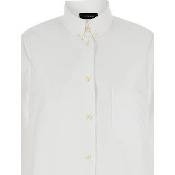 White Shirt with Buttons in Cotton Blend Woman