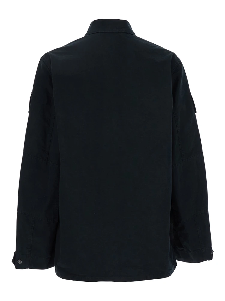 Dark Gray Shirt with Patched Chest Pockets in Ripstop Cotton Man alternative