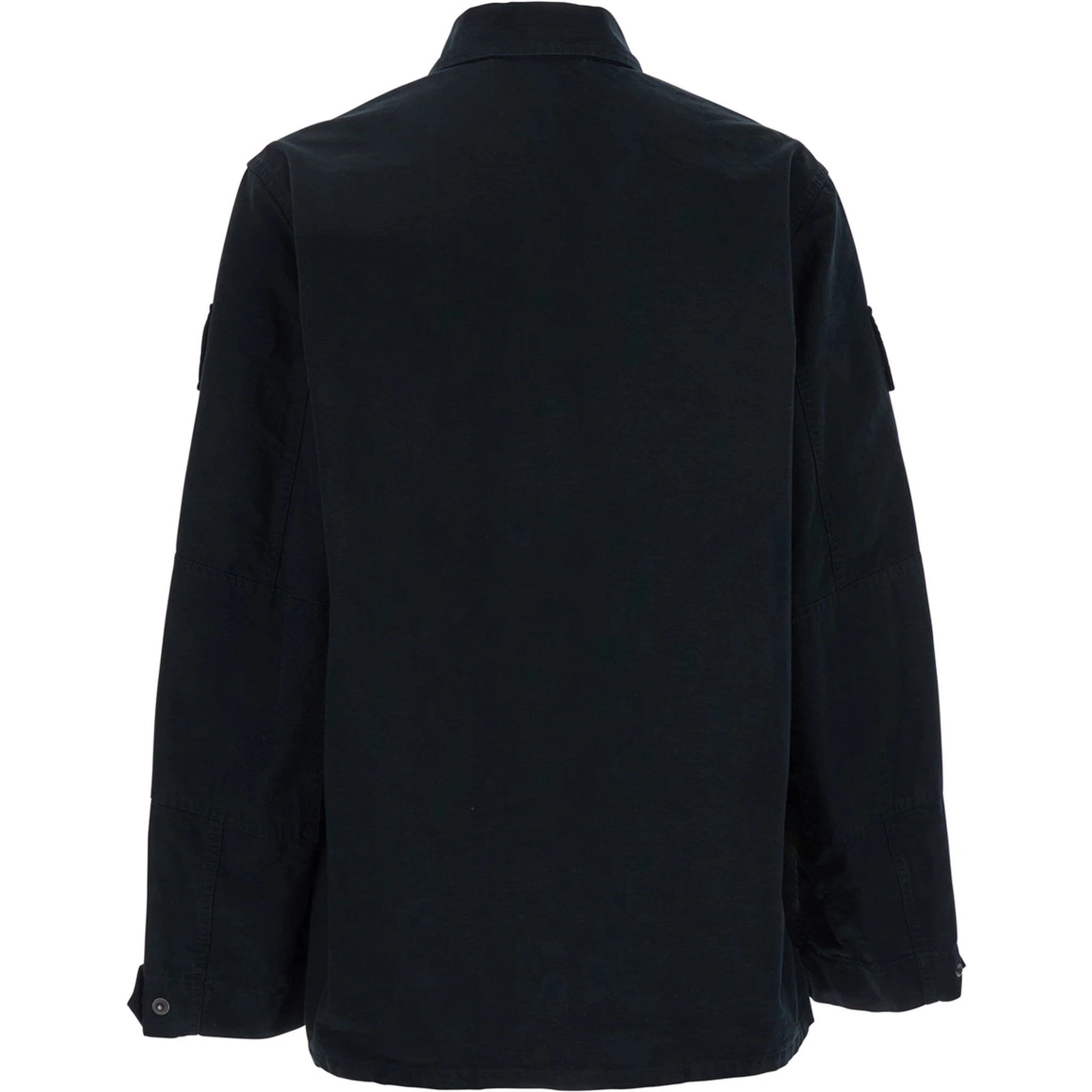 Dark Gray Shirt with Patched Chest Pockets in Ripstop Cotton Man