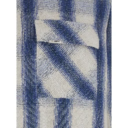 Blue Shirt with Classic Collar and All-Over Check Motif in Cotton Blend Man