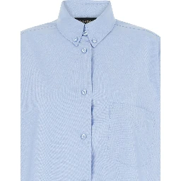 Light Blue Shirt with Buttons in Cotton Blend Woman