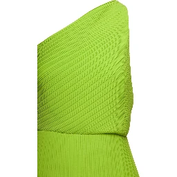 Green One Shoulder Maxi Dress in Techno Fabric Woman