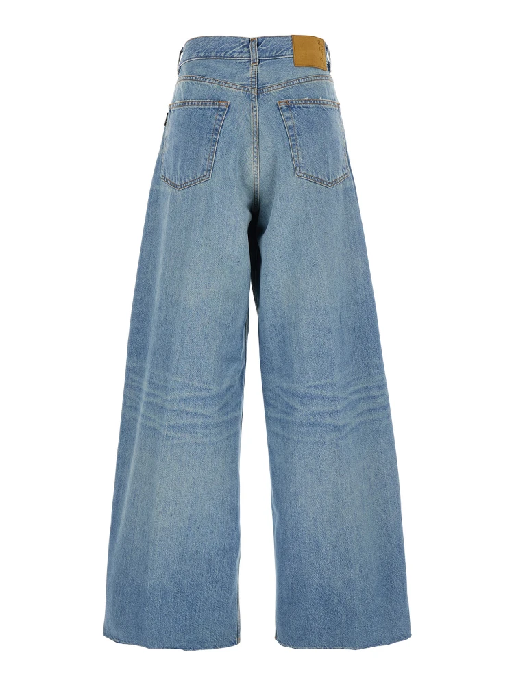 Blue Five Pocket Jeans with Logo Patch on the Back in Denim Woman alternative