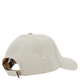 White Baseball Cap with Logo Patch on the Front in Cotton Woman