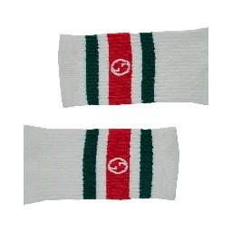 White Socks with Web Detail and Round Interlocking G in Jersey Man