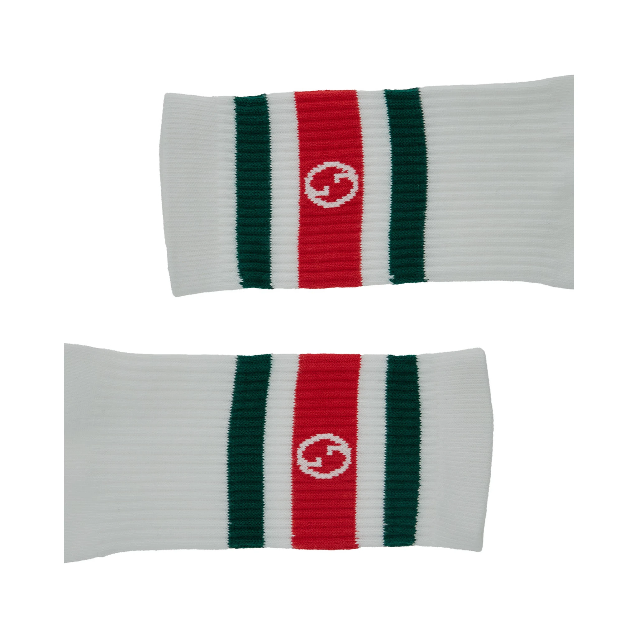 White Socks with Web Detail and Round Interlocking G in Jersey Man