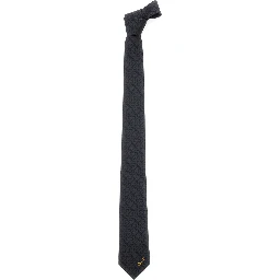 Black Tie with Horsebit and All-Over Horsebit Embroidery in Silk Man