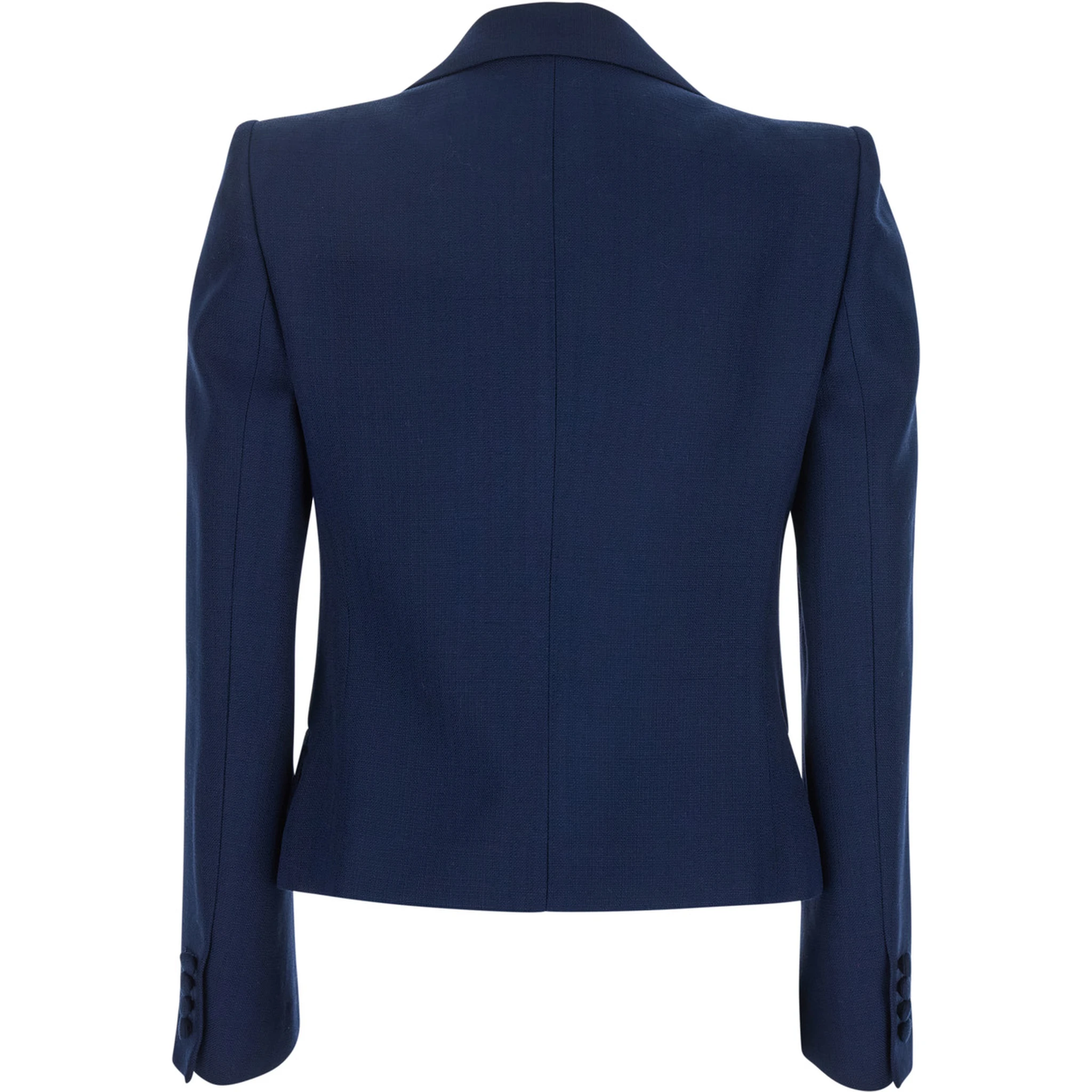 Blue Single-Breasted Jacket with Peak Revers and Bow on the Front in Viscose Woman
