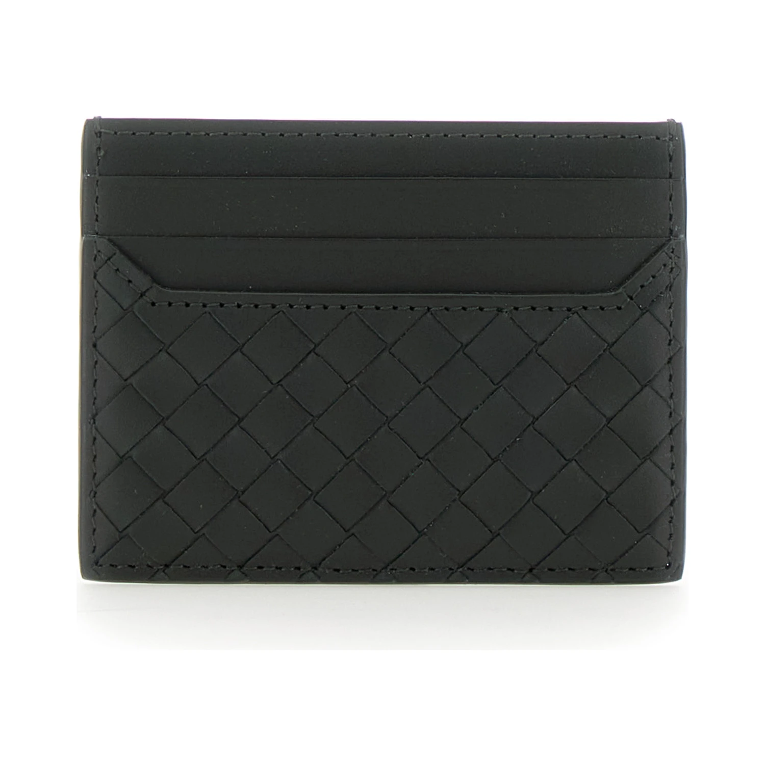Green Card Holder with Intrecciato Motif in Leather Man