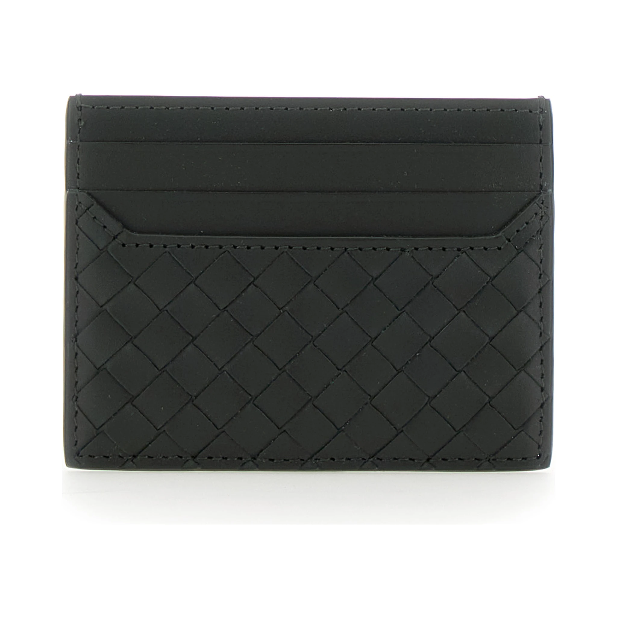 Green Card Holder with Intrecciato Motif in Leather Man