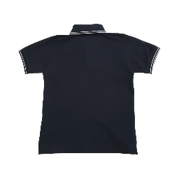 Dark Blue Polo Shirt with Classic Collar and Chest Logo Patch in Cotton Boy