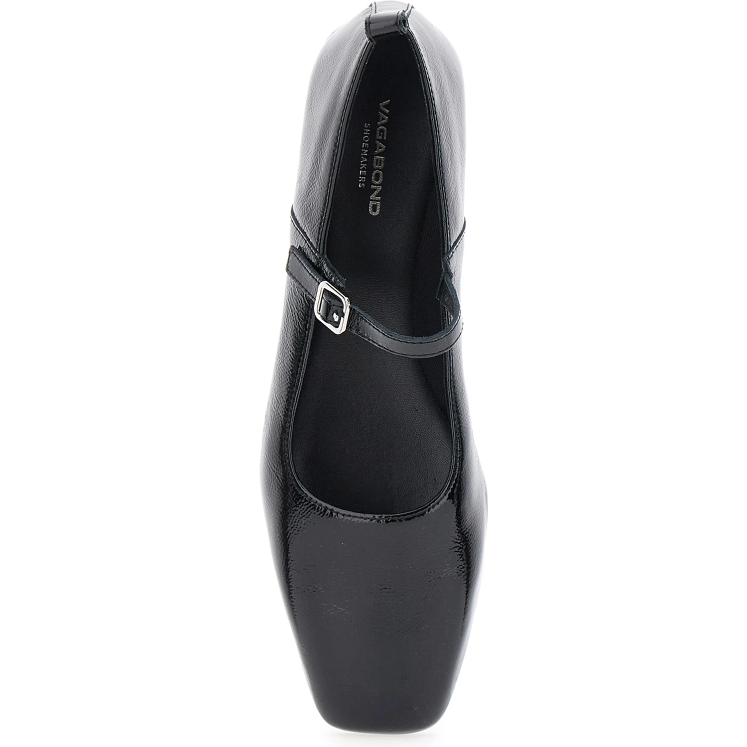 Delia Black Ballerinas with Adjustable Strap in Shiny Leather Woman