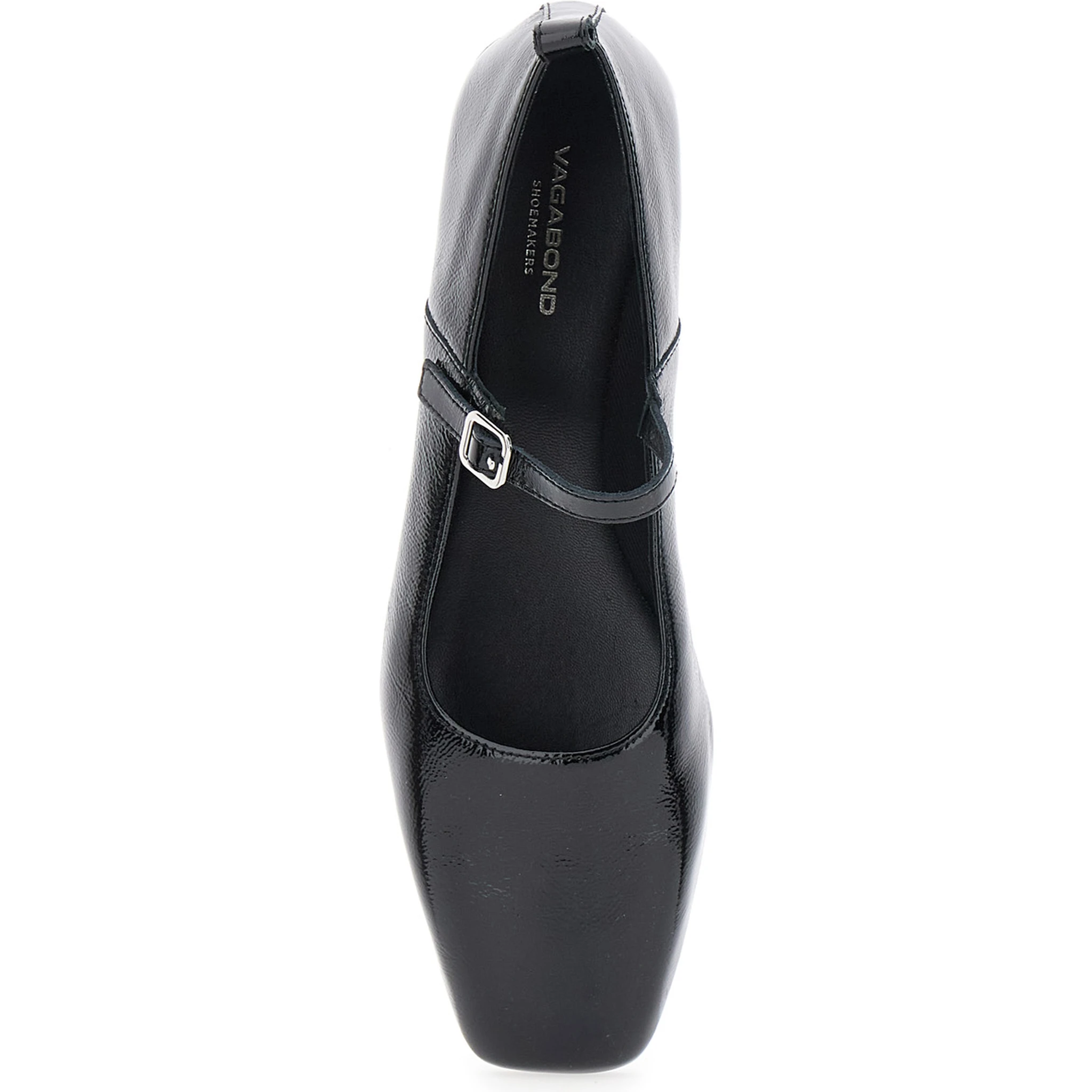 Delia Black Ballerinas with Adjustable Strap in Shiny Leather Woman