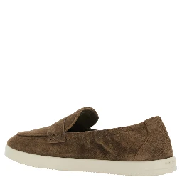 Brown Loafers with Logo Plaque on the Front and Slip-On Design in Suede Woman