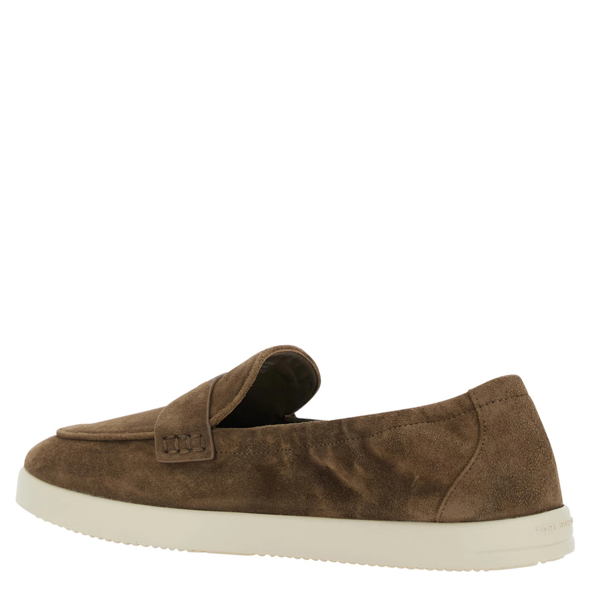 Brown Loafers with Logo Plaque on the Front and Slip-On Design in Suede Woman