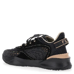 Fendi Flow Black Low Top Sneakers with Diagonal F Detail in Leather Woman