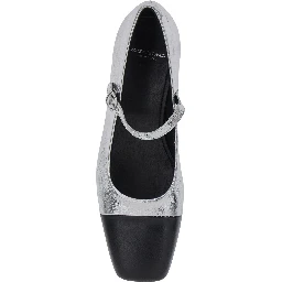 Debby Silver Colored Slingback Pump with Adjustable Strap in Leather Woman