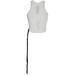 White Racerback Top with Oversize Band  in Cotton Man