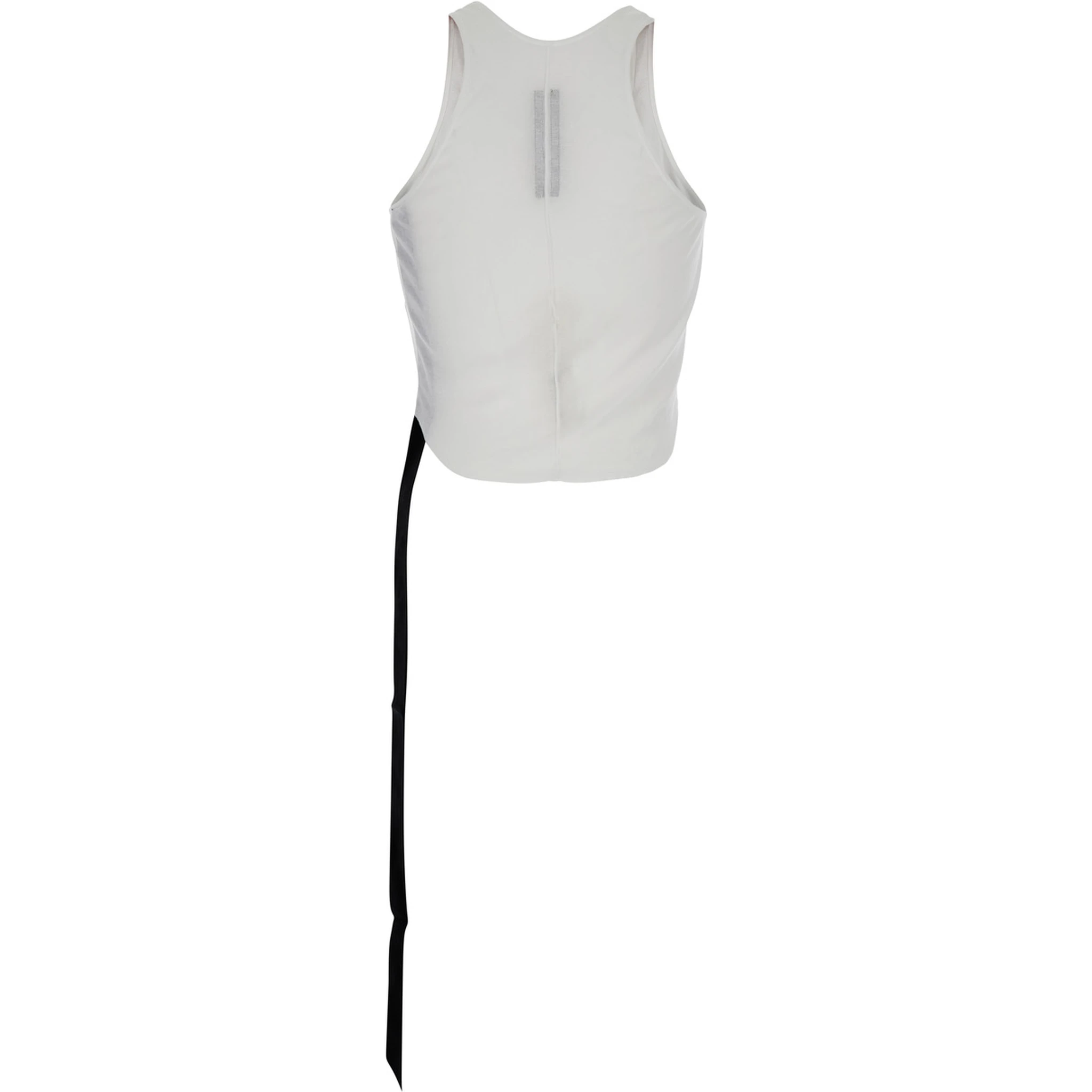 White Racerback Top with Oversize Band in Cotton Man