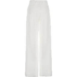White Pants with Wide Leg in Linen Woman