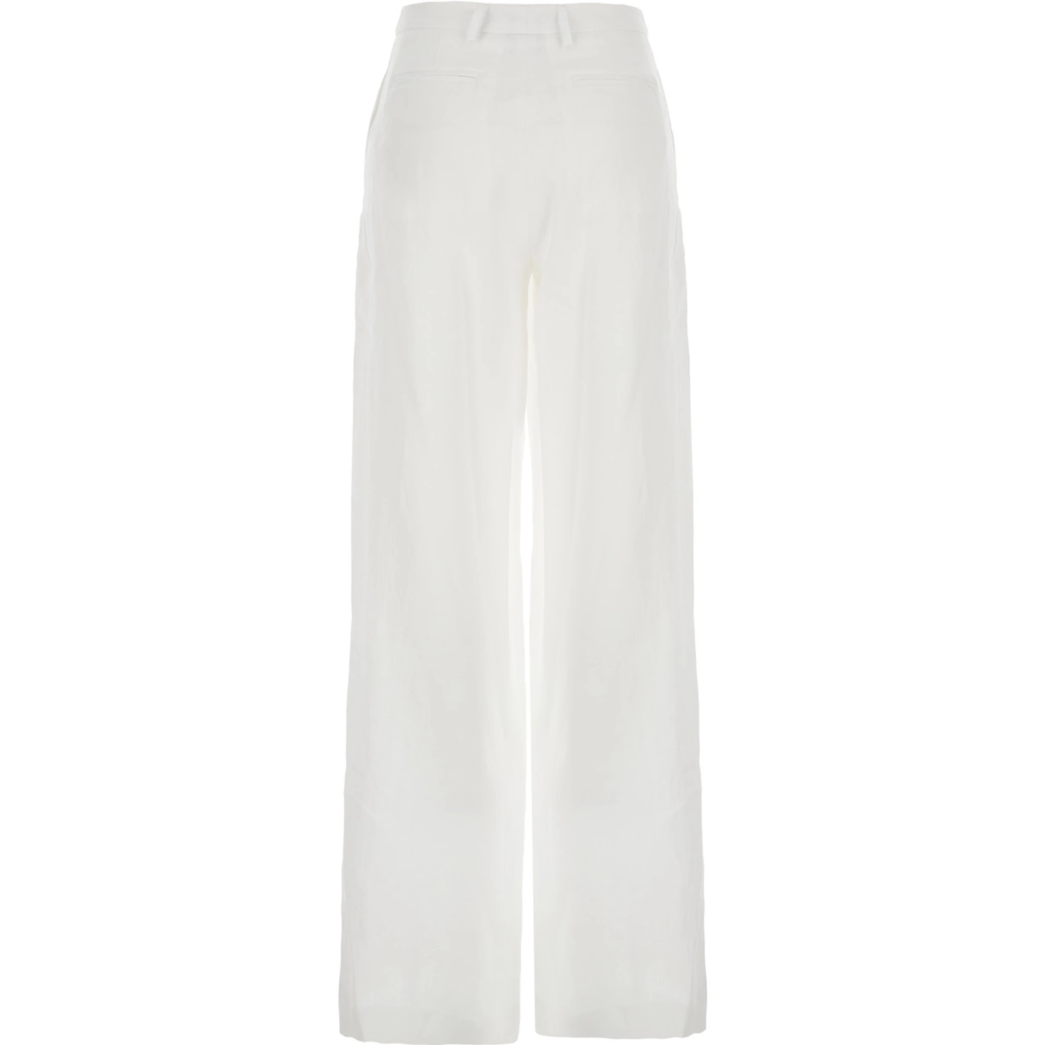 White Pants with Wide Leg in Linen Woman