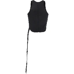 Black Racerback Top with Oversize Band  in Cotton Man