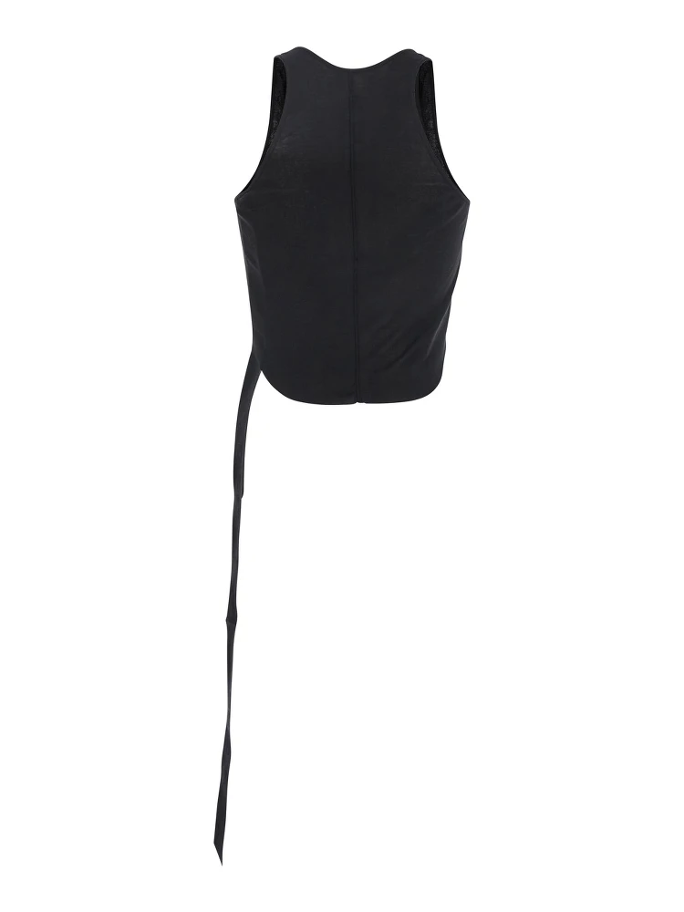 Black Racerback Top with Oversize Band  in Cotton Man alternative