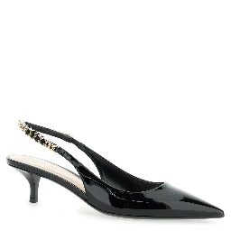 Signoria Black Pumps with Logo Strap in Leather Woman