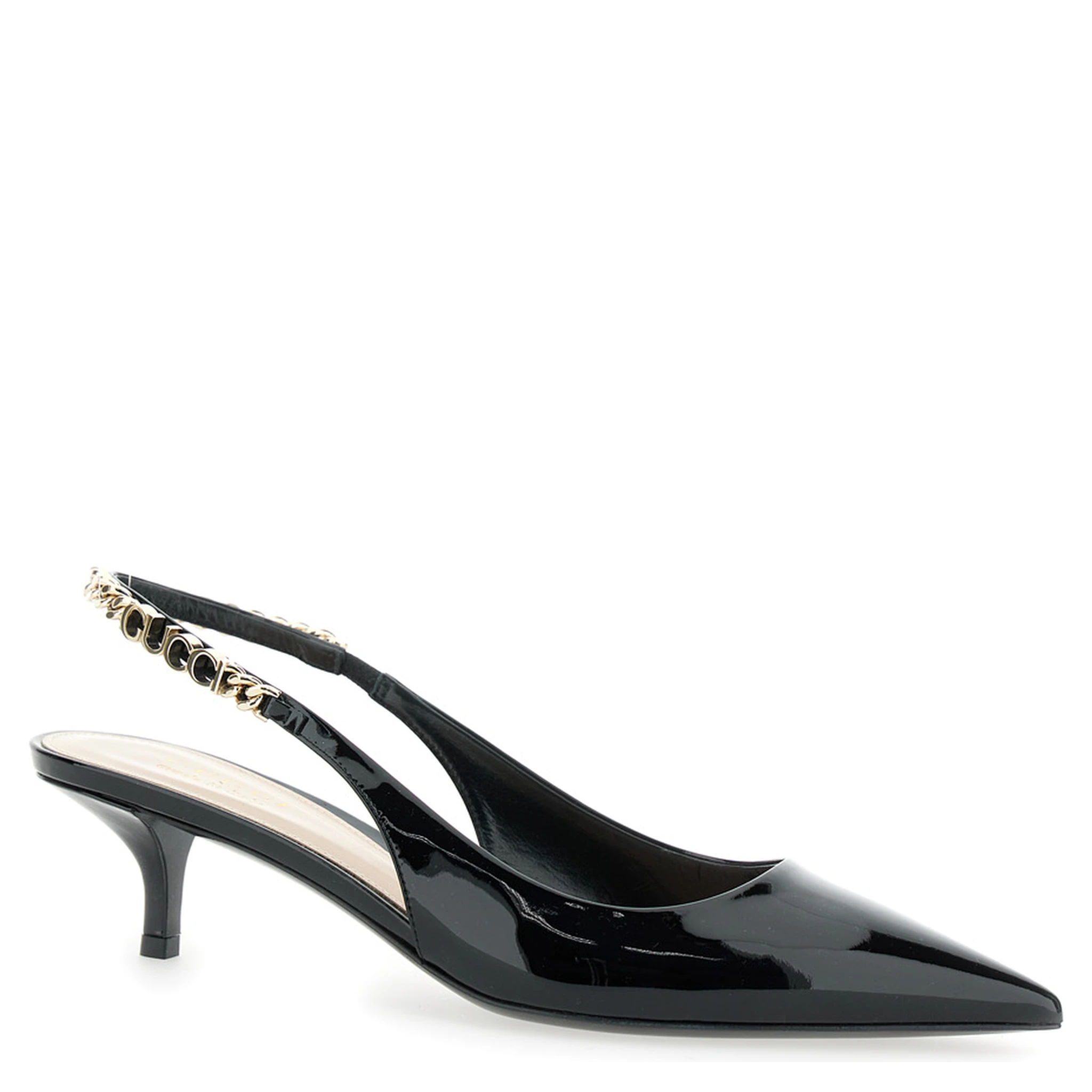 Signoria Black Pumps with Logo Strap in Leather Woman