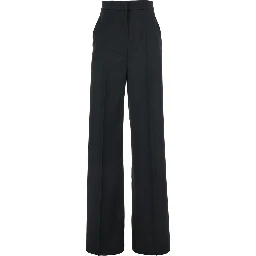 Fernet Black Pants with Wide Leg and Logo Lettering on the Rear in Wool Woman