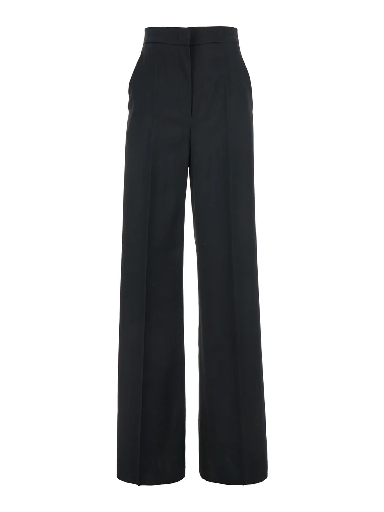 Fernet Black Pants with Wide Leg and Logo Lettering on the Rear in Wool Woman