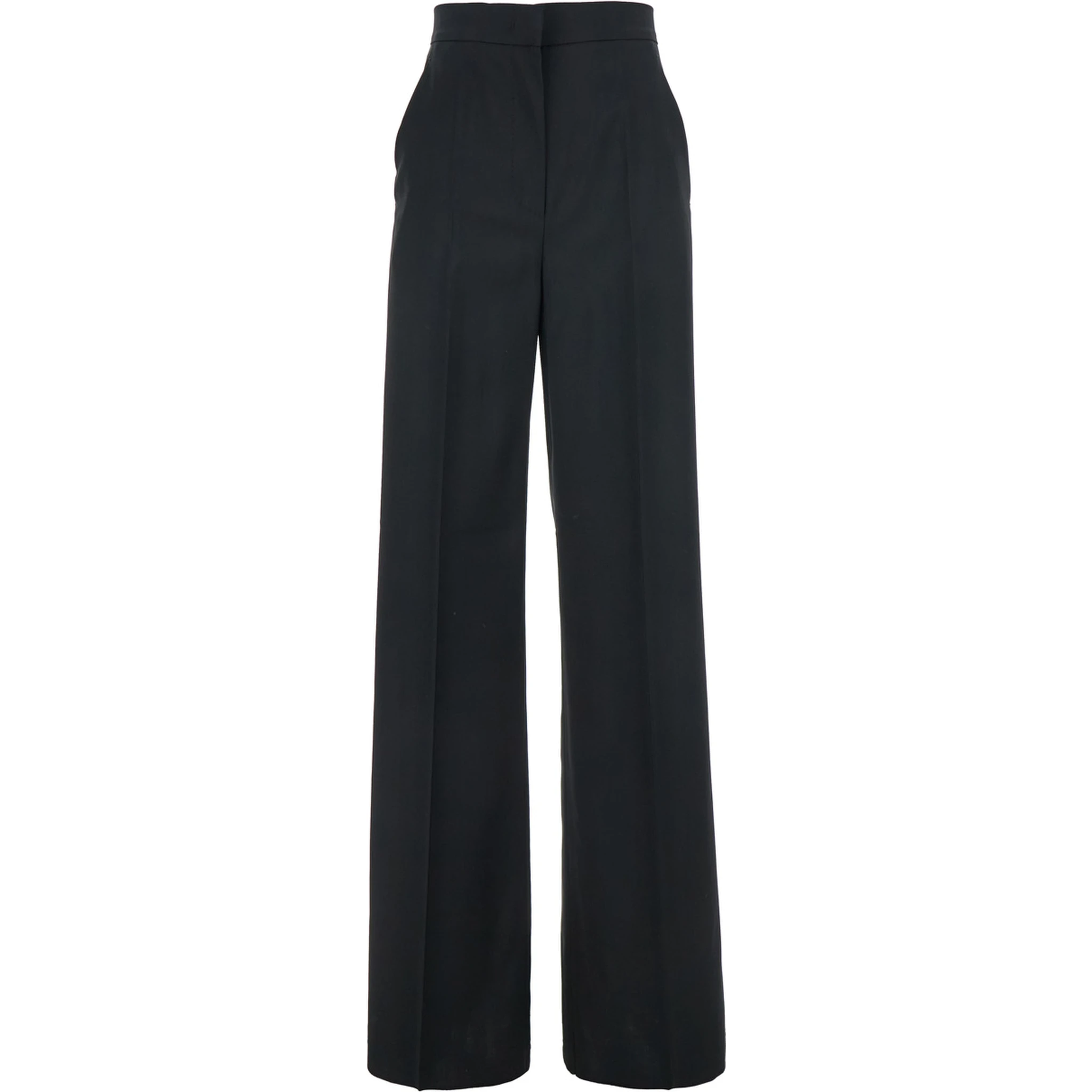 Fernet Black Pants with Wide Leg and Logo Lettering on the Rear in Wool Woman