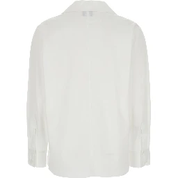 White Shirt with Polo Shirt Style Collar in Cotton Blend Woman