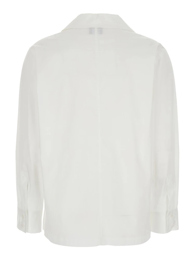 White Shirt with Polo Shirt Style Collar in Cotton Blend Woman alternative