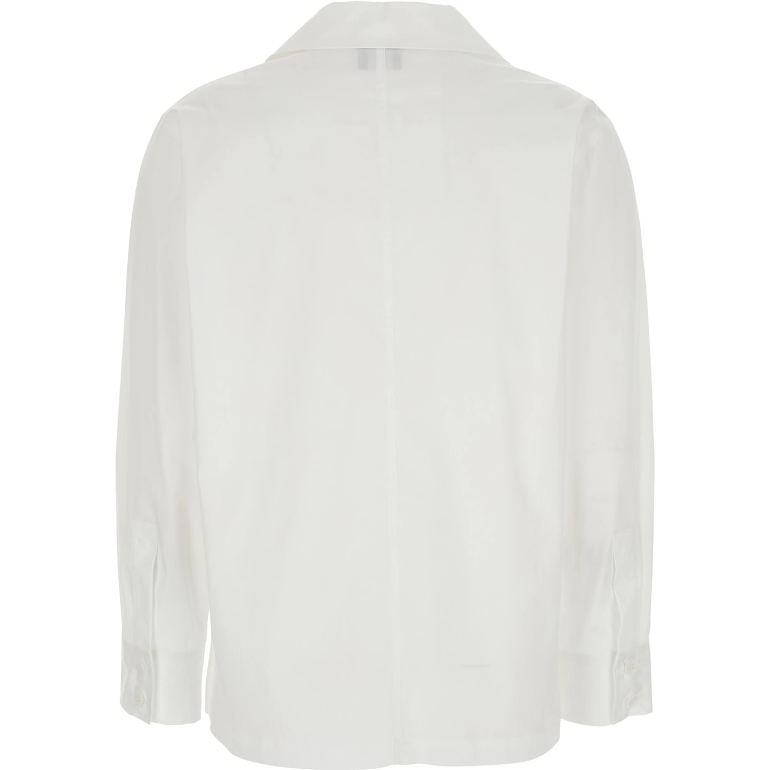 White Shirt with Polo Shirt Style Collar in Cotton Blend Woman