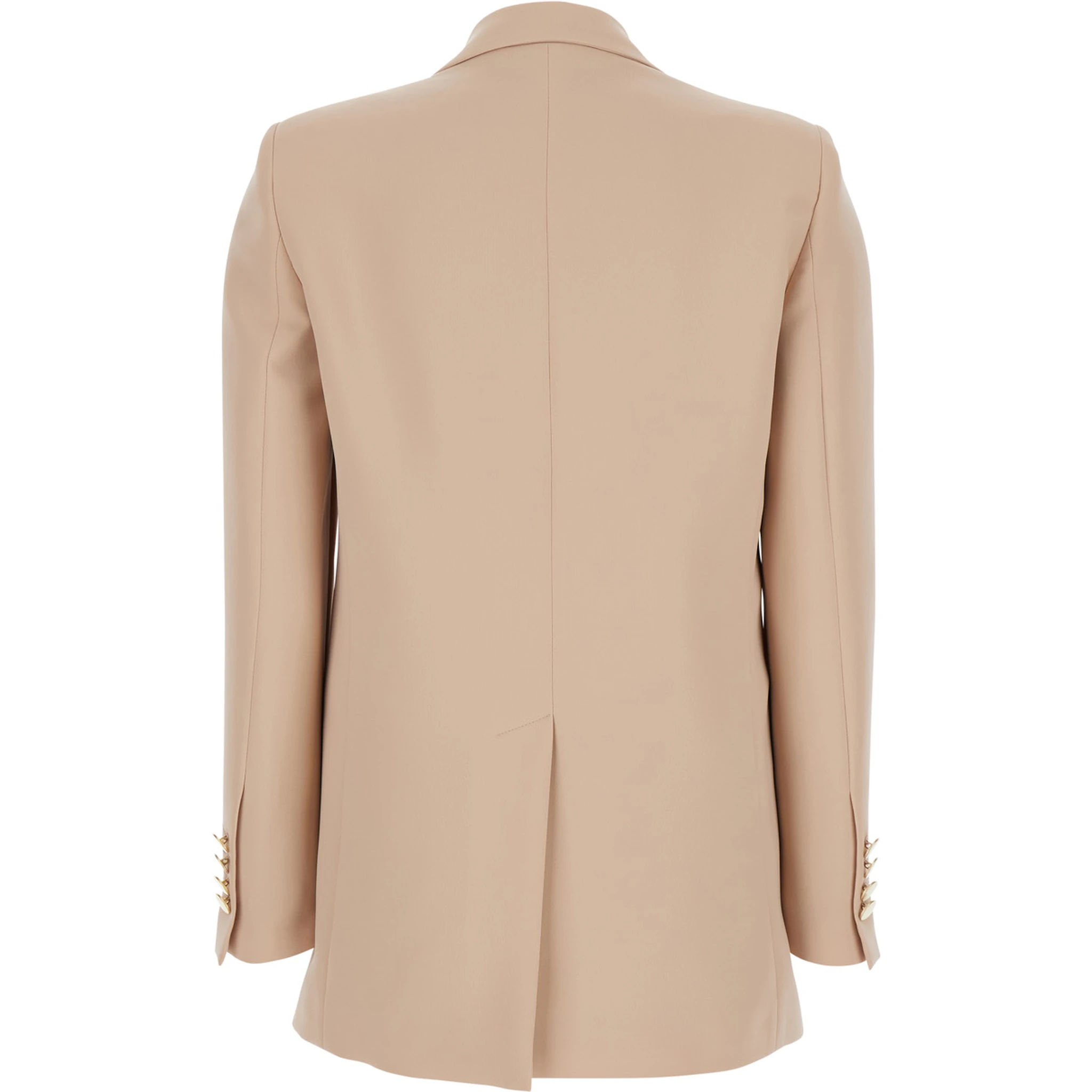Beige Double-Breasted Jacket with Classic Lapels in Fabric Woman