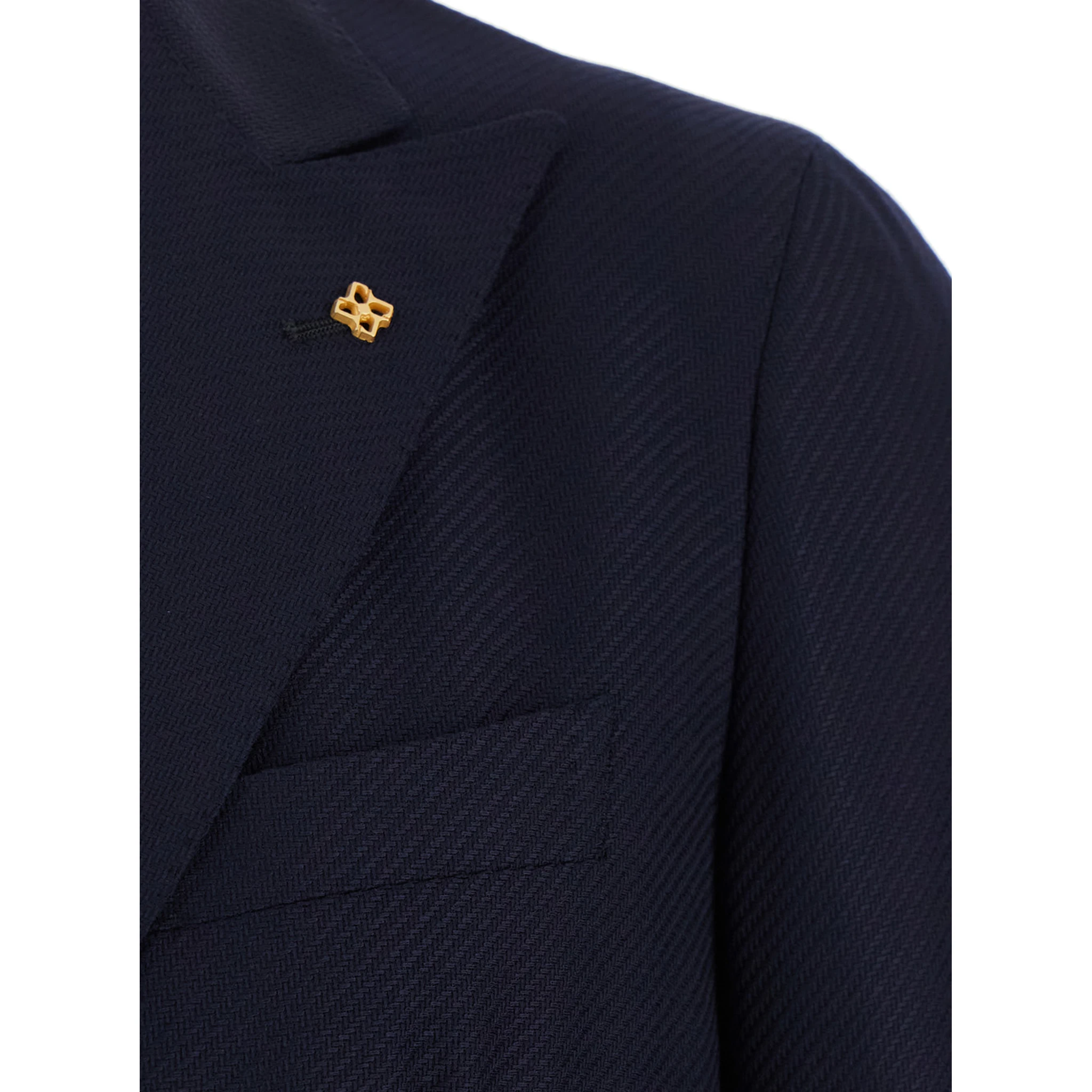 Montecarlo Blue Double-Breasted Jacket in Virgin Wool Man