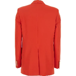 Red Double-breasted Jacket with Classic Lapels in Tech Fabric Woman
