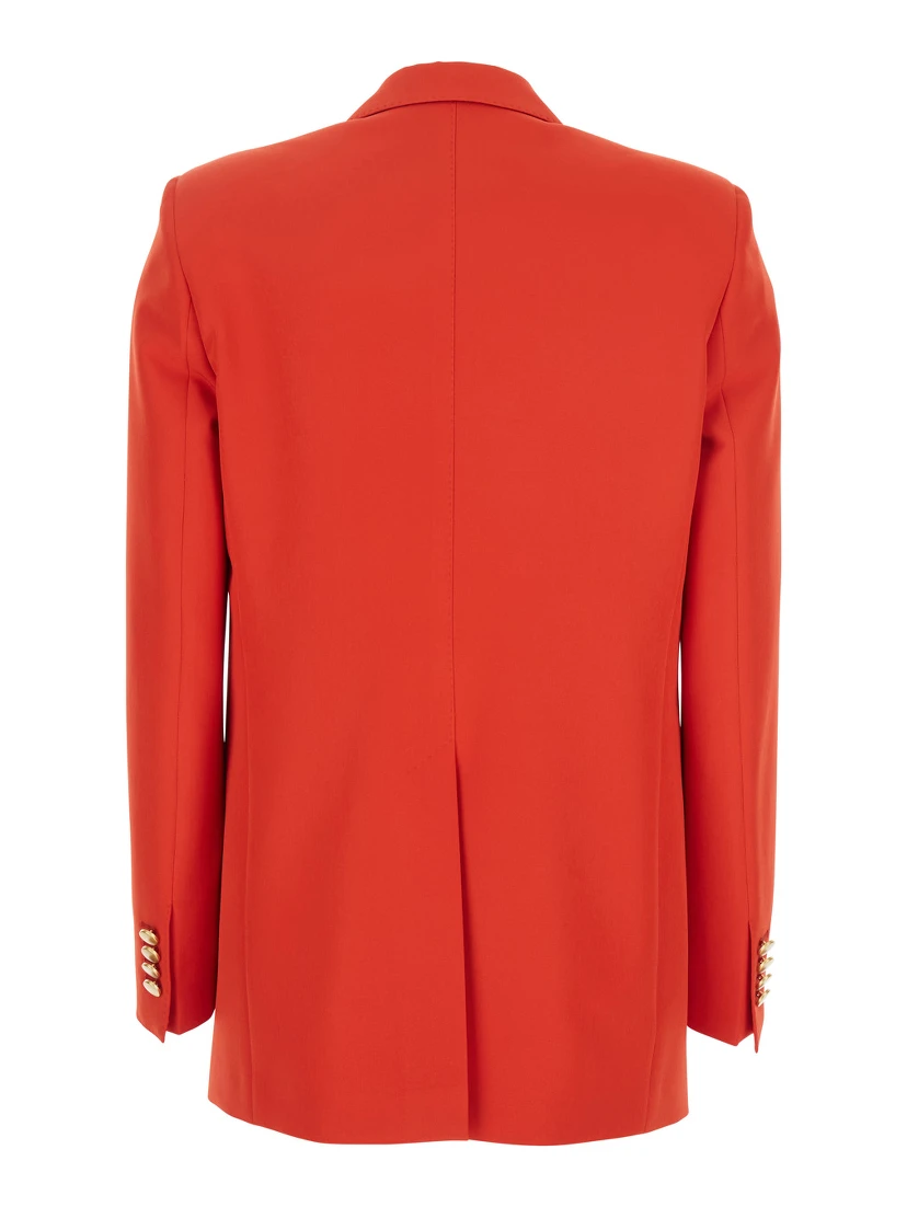 Red Double-breasted Jacket with Classic Lapels in Tech Fabric Woman