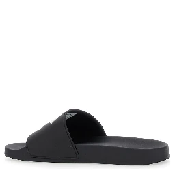 Black Sandals with Maxi Contrasting Logo in Tech Fabric Man