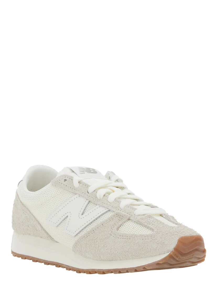 White Low Top Sneakers with Logo Patch in Suede Unisex