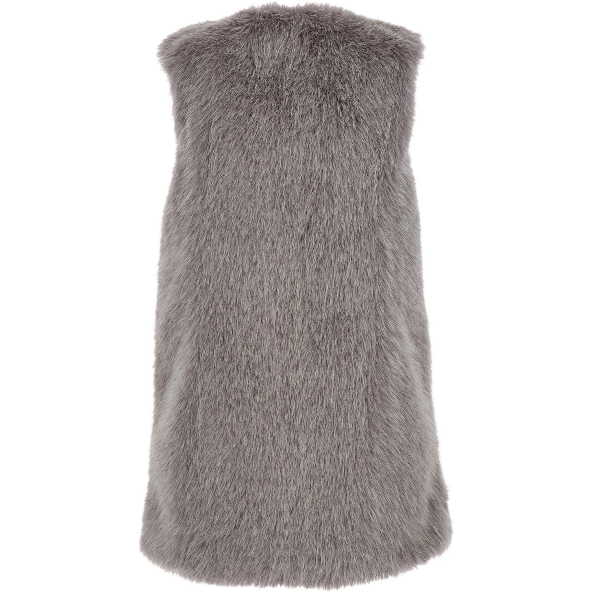 Grey Sleeveless Vest with Concealed Closure on the Front in Ecofur Woman
