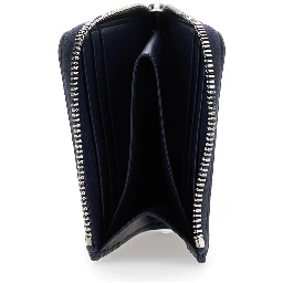 Blue Wallet with All-Over Intreccio Motif in Leather Man